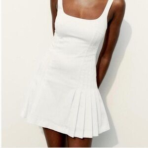 Zara White Pleated Tennis Golf Dress size L Large
